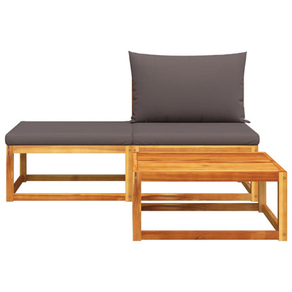 Conjunto de sofás de jardim vidaXL de 3 peças com almofadas de madeira de acácia e corda