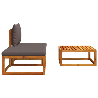 Conjunto de sofás de jardim vidaXL de 3 peças com almofadas de madeira de acácia e corda
