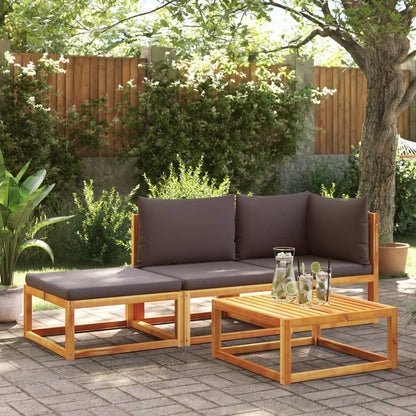 Sofá de jardim vidaXL com almofadas, 2 lugares, madeira de acácia e corda