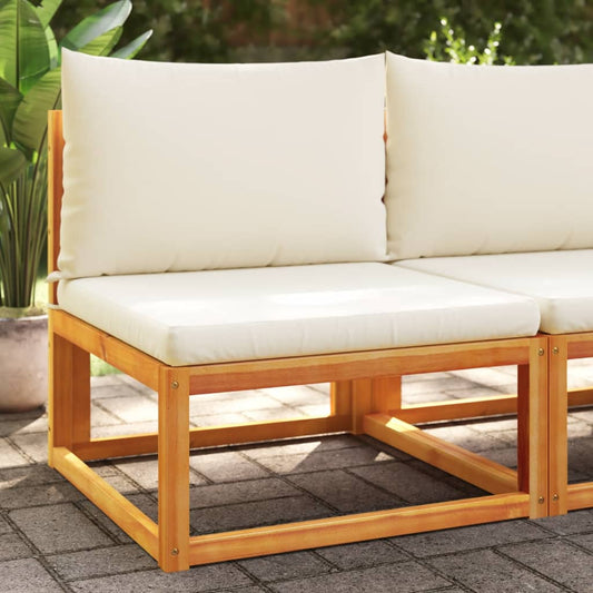Sofá de jardim vidaXL sem braços com almofadas em madeira de acácia e corda