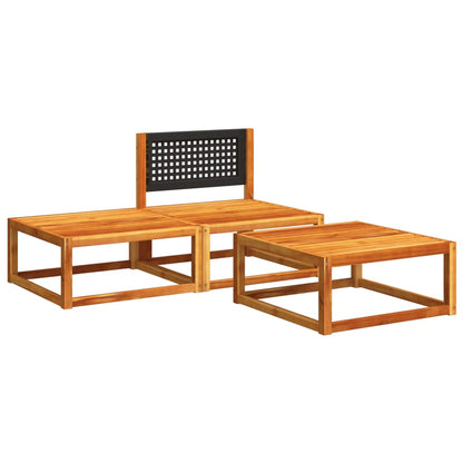 Conjunto de sofás de jardim vidaXL de 3 peças com almofadas de madeira de acácia e vime