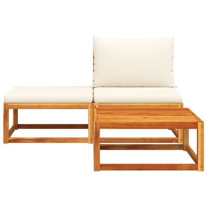 Conjunto de sofás de jardim vidaXL de 3 peças com almofadas de madeira de acácia e vime