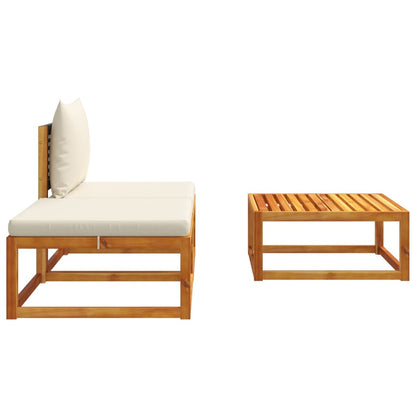 Conjunto de sofás de jardim vidaXL de 3 peças com almofadas de madeira de acácia e vime