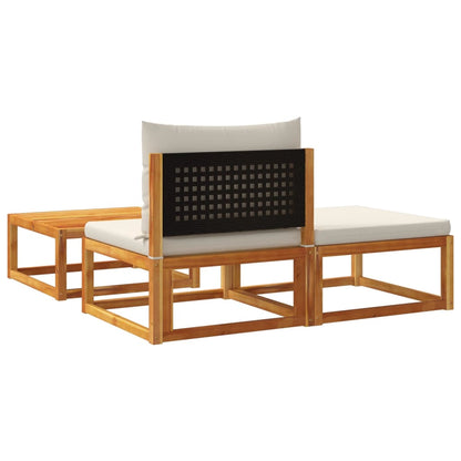 Conjunto de sofás de jardim vidaXL de 3 peças com almofadas de madeira de acácia e vime
