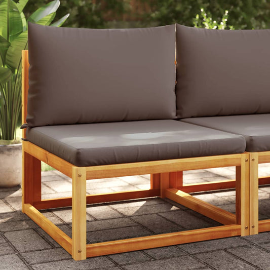 Sofá de jardim vidaXL sem braços com almofadas, madeira de acácia e vime