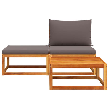 Conjunto de sofás de jardim vidaXL de 3 peças com almofadas de madeira de acácia e vime