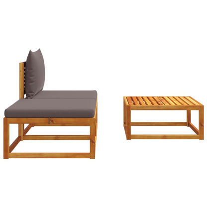 Conjunto de sofás de jardim vidaXL de 3 peças com almofadas de madeira de acácia e vime