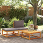Conjunto de sofás de jardim vidaXL de 3 peças com almofadas de madeira de acácia e vime
