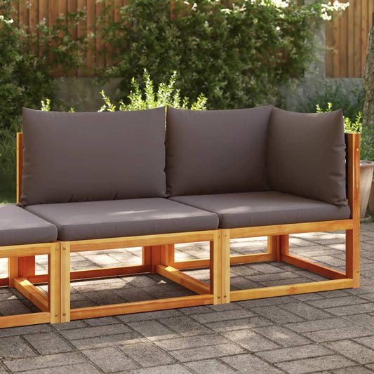 Sofá de jardim vidaXL com almofadas, 2 lugares, madeira de acácia e vime