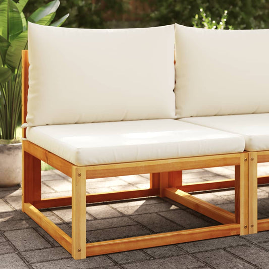 Sofá de jardim vidaXL sem braços com almofadas, madeira de acácia e vime