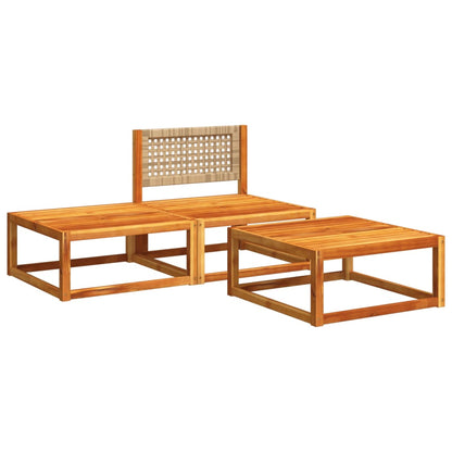 Conjunto de sofás de jardim vidaXL de 3 peças com almofadas de madeira de acácia e vime
