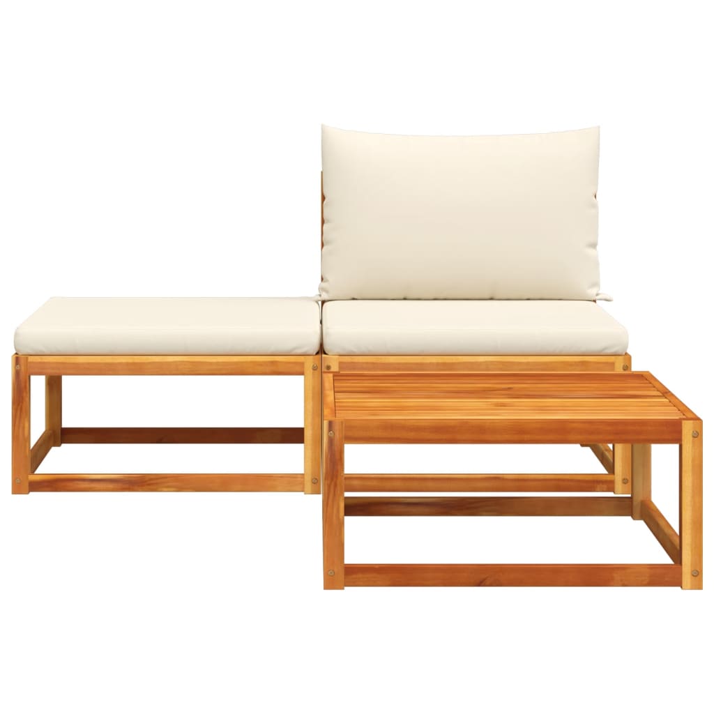Conjunto de sofás de jardim vidaXL de 3 peças com almofadas de madeira de acácia e vime