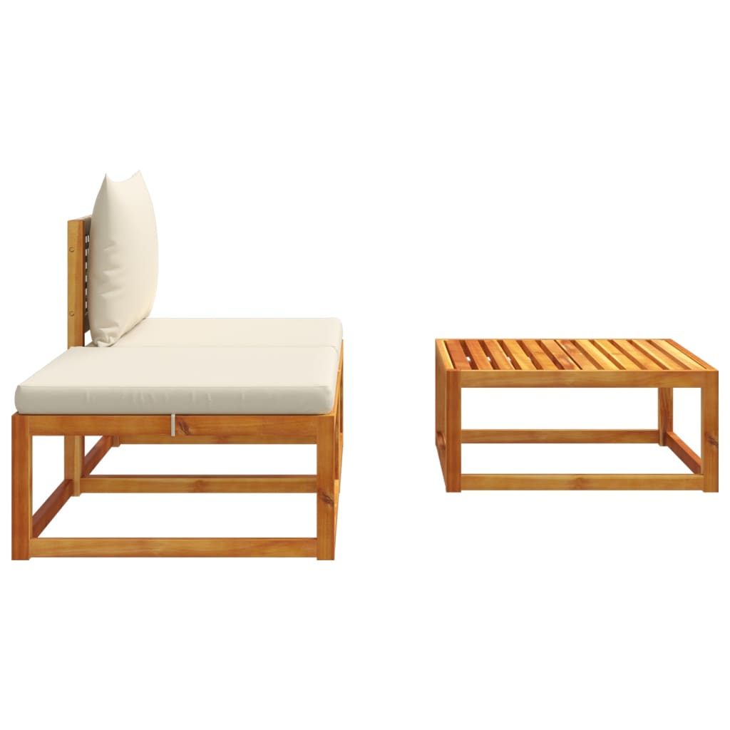 Conjunto de sofás de jardim vidaXL de 3 peças com almofadas de madeira de acácia e vime