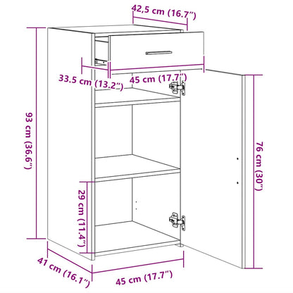Aparador 45x42,5x93 cm derivados de madeira cinzento cimento