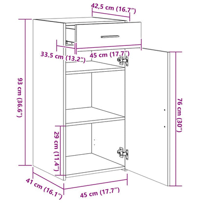 Aparador 45x42,5x93 cm derivados de madeira carvalho fumado