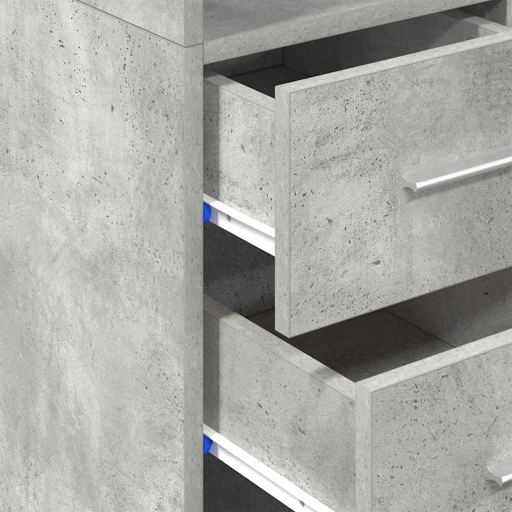 Armário de arrumação estreito derivados madeira cinza cimento