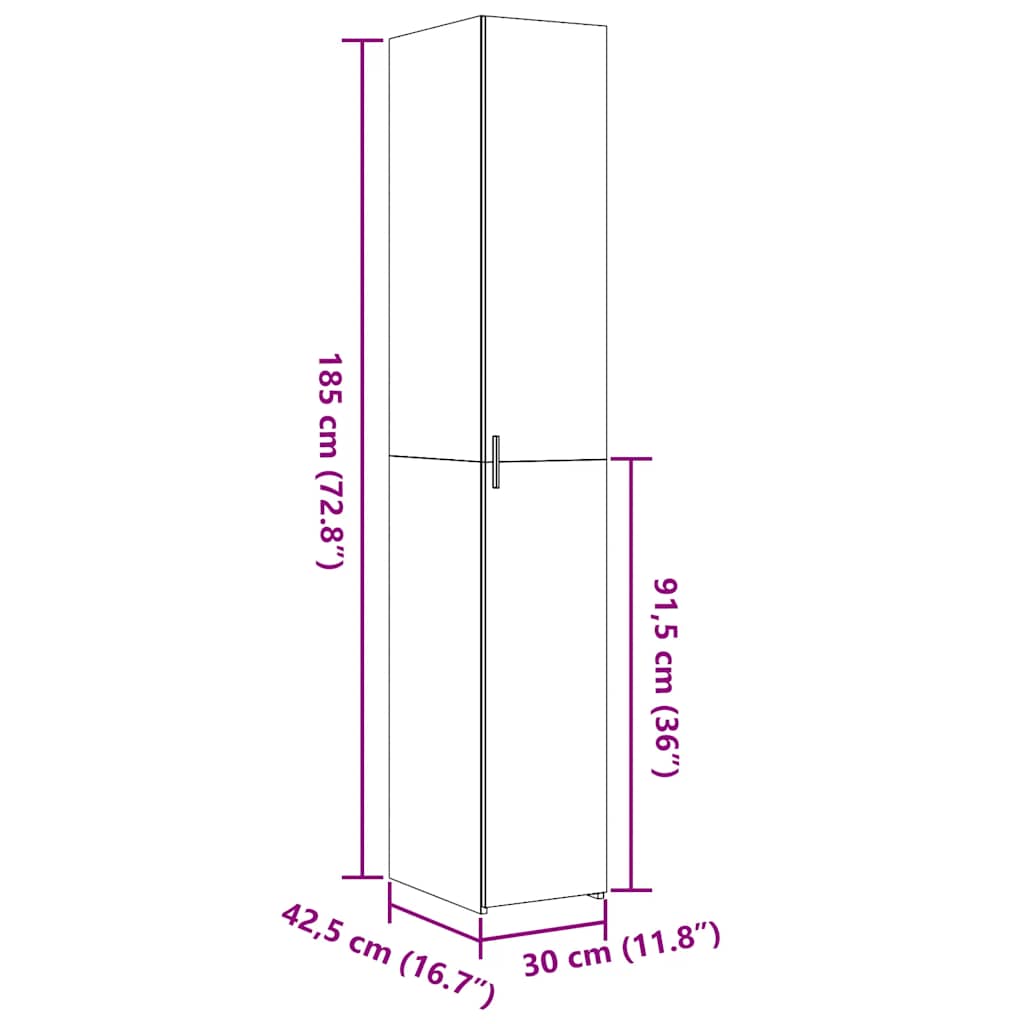 Armário alto 30x42,5x185 cm derivados de madeira branco