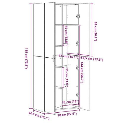 Armário alto 70x42,5x185 cm derivados de madeira branco