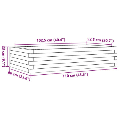 Vaso/floreira de jardim 110x60x23 cm pinho maciço castanho-mel