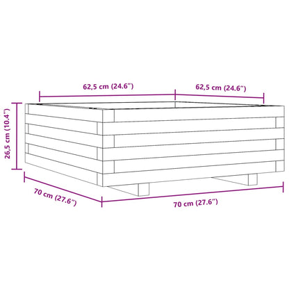 Vaso/floreira de jardim 70x70x26,5 cm pinho maciço branco