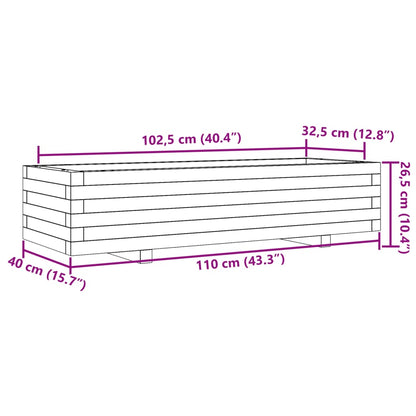 Vaso/floreira de jardim 110x40x26,5cm madeira de douglas maciça
