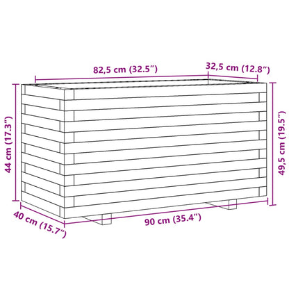 Vaso/floreira de jardim 90x40x49,5 cm pinho maciço castanho mel