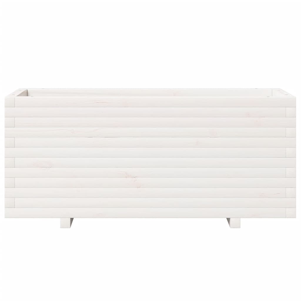 Vaso/floreira de jardim 110x40x49,5 cm pinho maciço branco