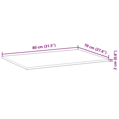 Tampo de mesa retangular 80x70x2 cm madeira de acácia maciça