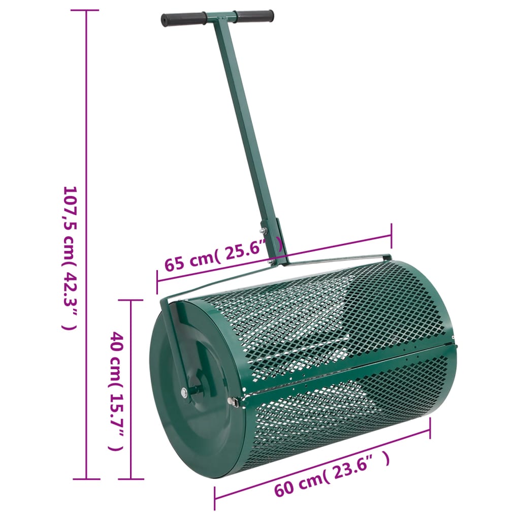 Distribuidor de adubo 75L Ø40x60 cm aço verde