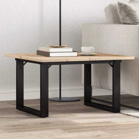 Mesa de centro estrutura em O 60x60x40 cm pinho e aço