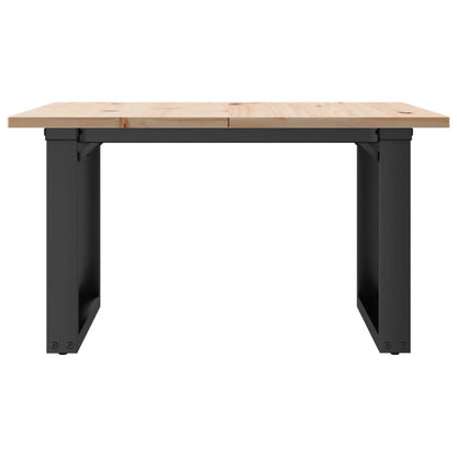Mesa de centro estrutura em O 70x70x40 cm pinho e aço