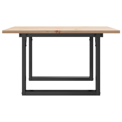 Mesa de centro estrutura em O 70x70x40 cm pinho e aço