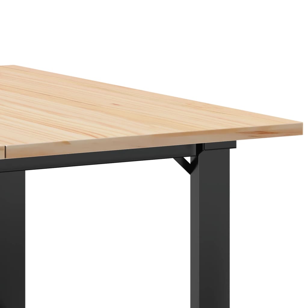 Mesa de centro estrutura em O 80x80x45 cm pinho e aço