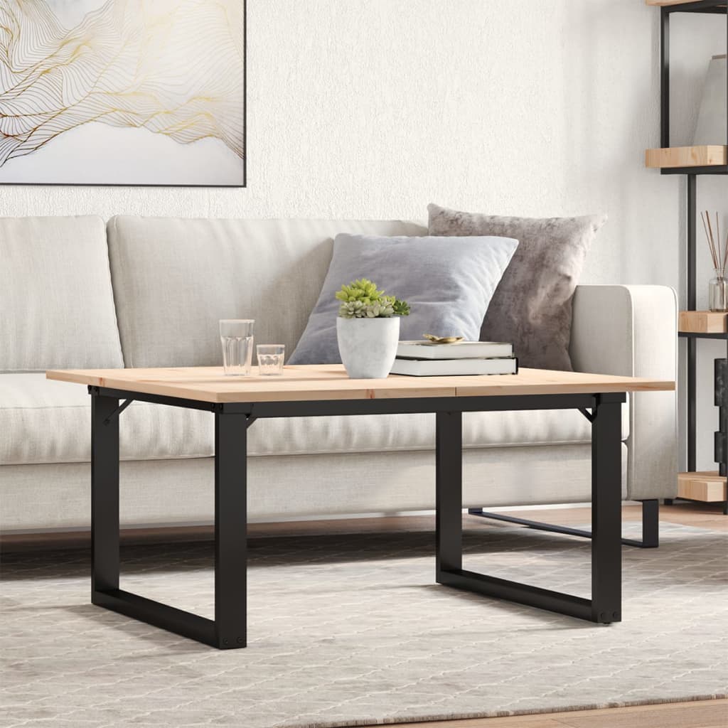Mesa de centro estrutura em O 80x80x45 cm pinho e aço