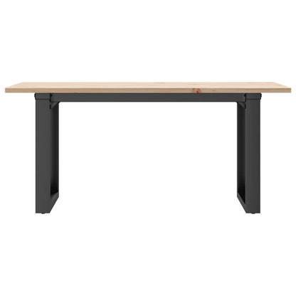 Mesa de centro estrutura em O 90x40x45 cm pinho e aço