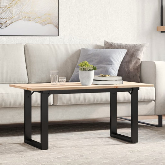 Mesa de centro estrutura em O 90x40x45 cm pinho e aço