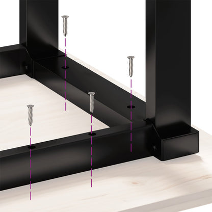 Mesa de centro estrutura em O 110x40x45cm pinho e aço