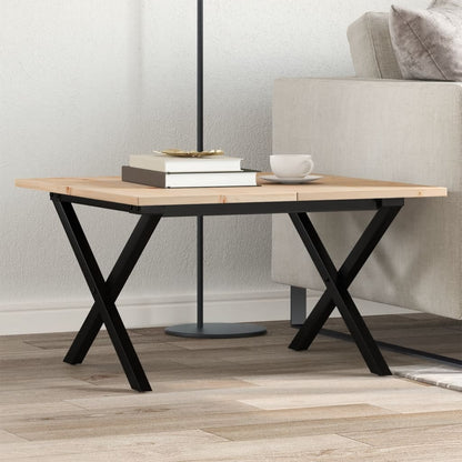 Mesa de centro estrutura em X 60x60x40 cm pinho e aço