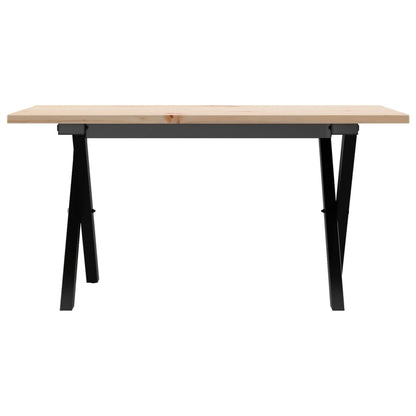 Mesa de centro estrutura em X 80x50x40 cm pinho e aço