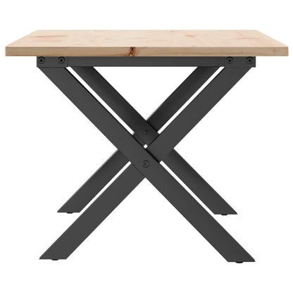 Mesa de centro estrutura em X 80x50x40 cm pinho e aço