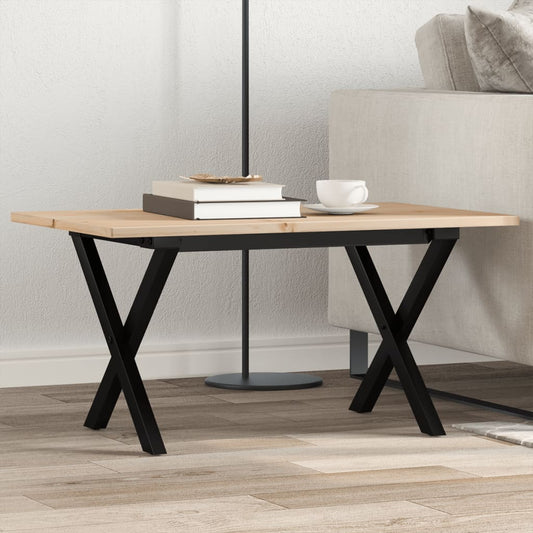 Mesa de centro estrutura em X 80x50x40 cm pinho e aço