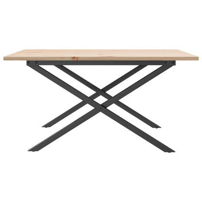 Mesa de centro estrutura em X 80x80x45 cm pinho e aço