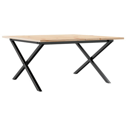 Mesa de centro estrutura em X 80x80x45 cm pinho e aço