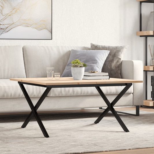 Mesa de centro estrutura em X 80x80x45 cm pinho e aço