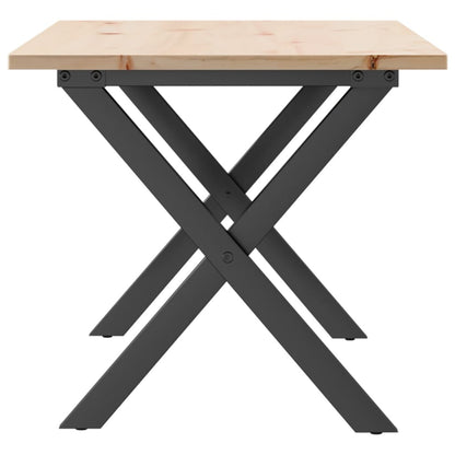 Mesa de centro estrutura em X 90x40x45 cm pinho e aço