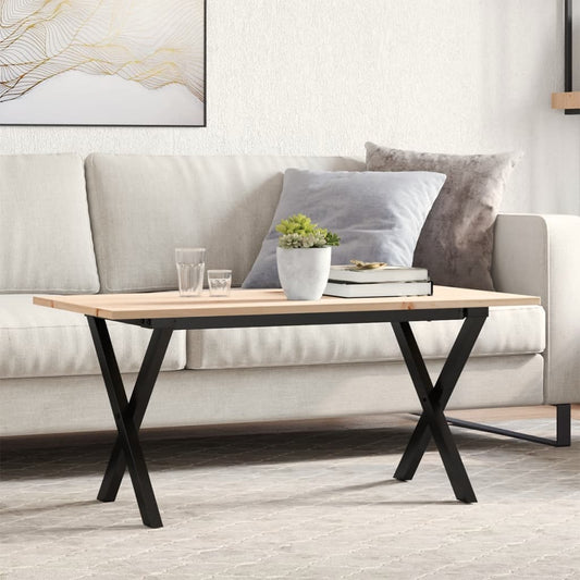 Mesa de centro estrutura em X 90x40x45 cm pinho e aço