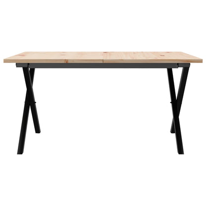 Mesa de centro estrutura em X 90x90x45 cm pinho e aço
