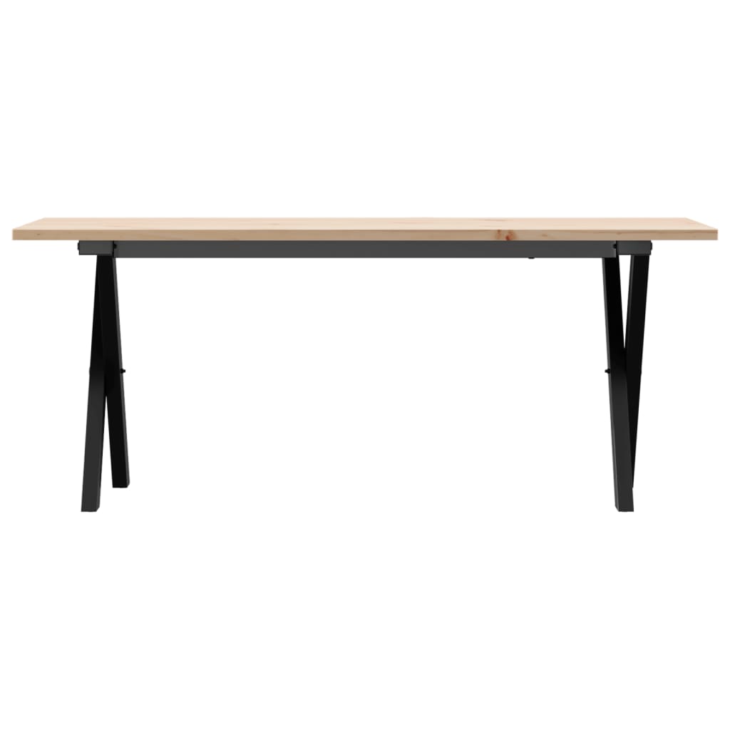 Mesa de centro estrutura em X 110x40x45cm pinho e aço