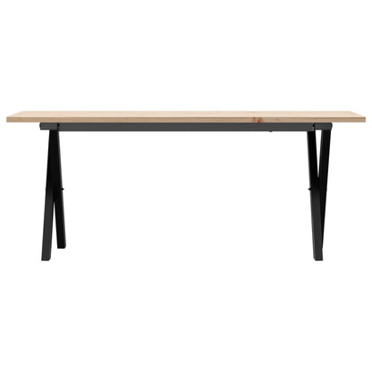 Mesa de centro estrutura em X 110x40x45cm pinho e aço