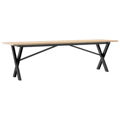 Mesa de centro estrutura em X 160x40x45cm pinho e aço